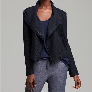 Vince Coastal Blue Tweed Frayed Edge Scuba Jacket